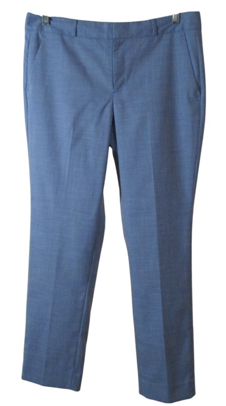 Banana Republic Women's Blue Checked Mid Rise Straight Leg Dress Pants Size 10
